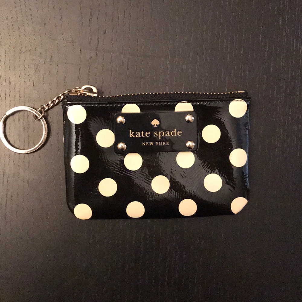 Kate Spade Black and Cream Polka Dot Coin Purse